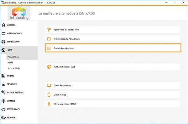 Portail d’Applications Web – JetClouding